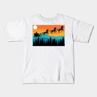 Retro Christmas Unicorn Santa Reindeer Vintage Unicorn Xmas Kids T-Shirt